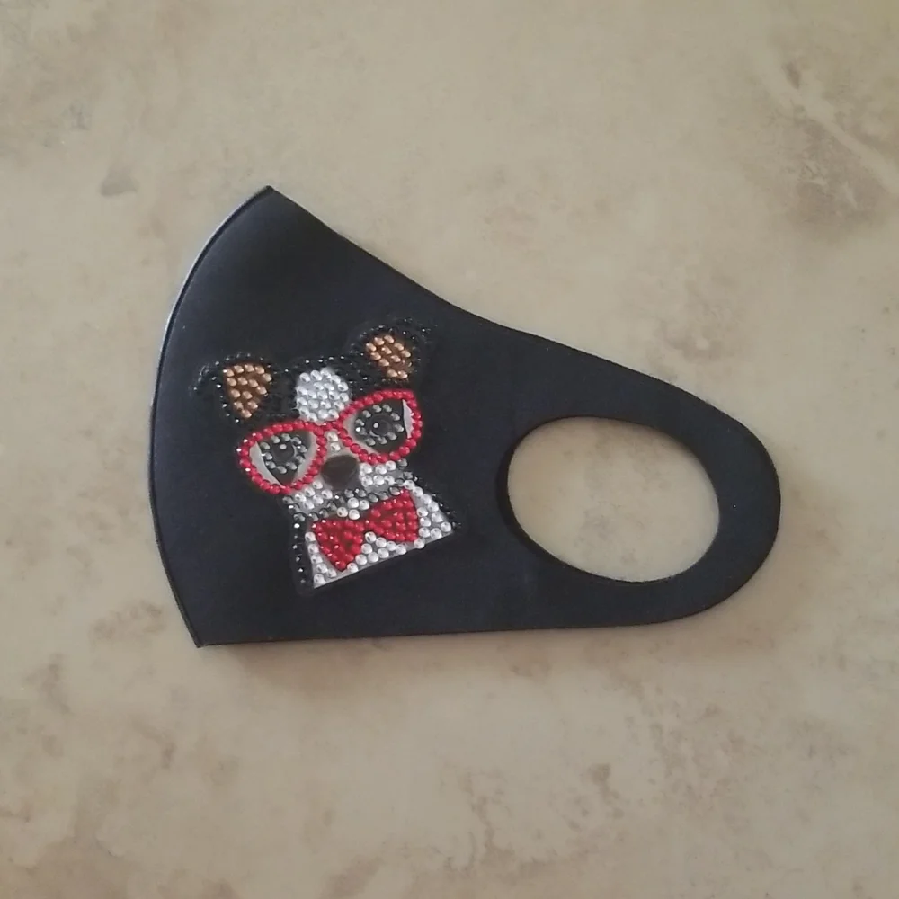 Boston Terrior Jeweled Facemask nwot